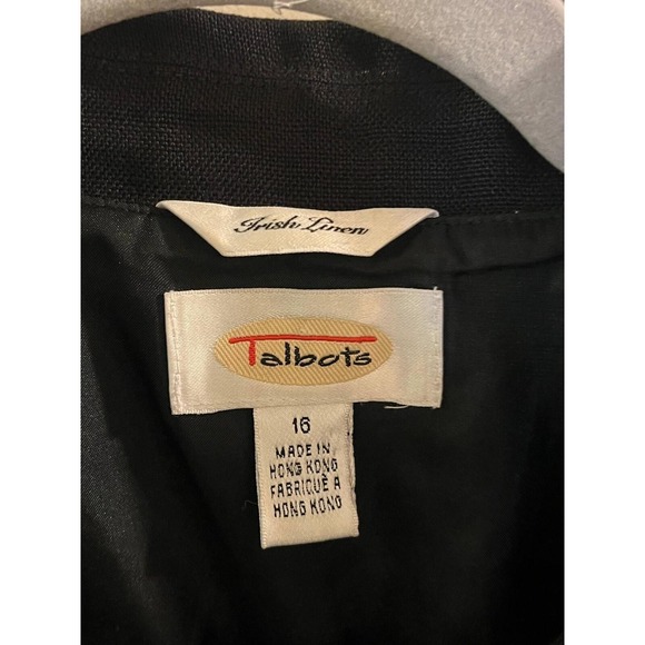 Talbots Jacket Blazer Women's Size 16 Black Linen Casual Button Down - Picture 5 of 6